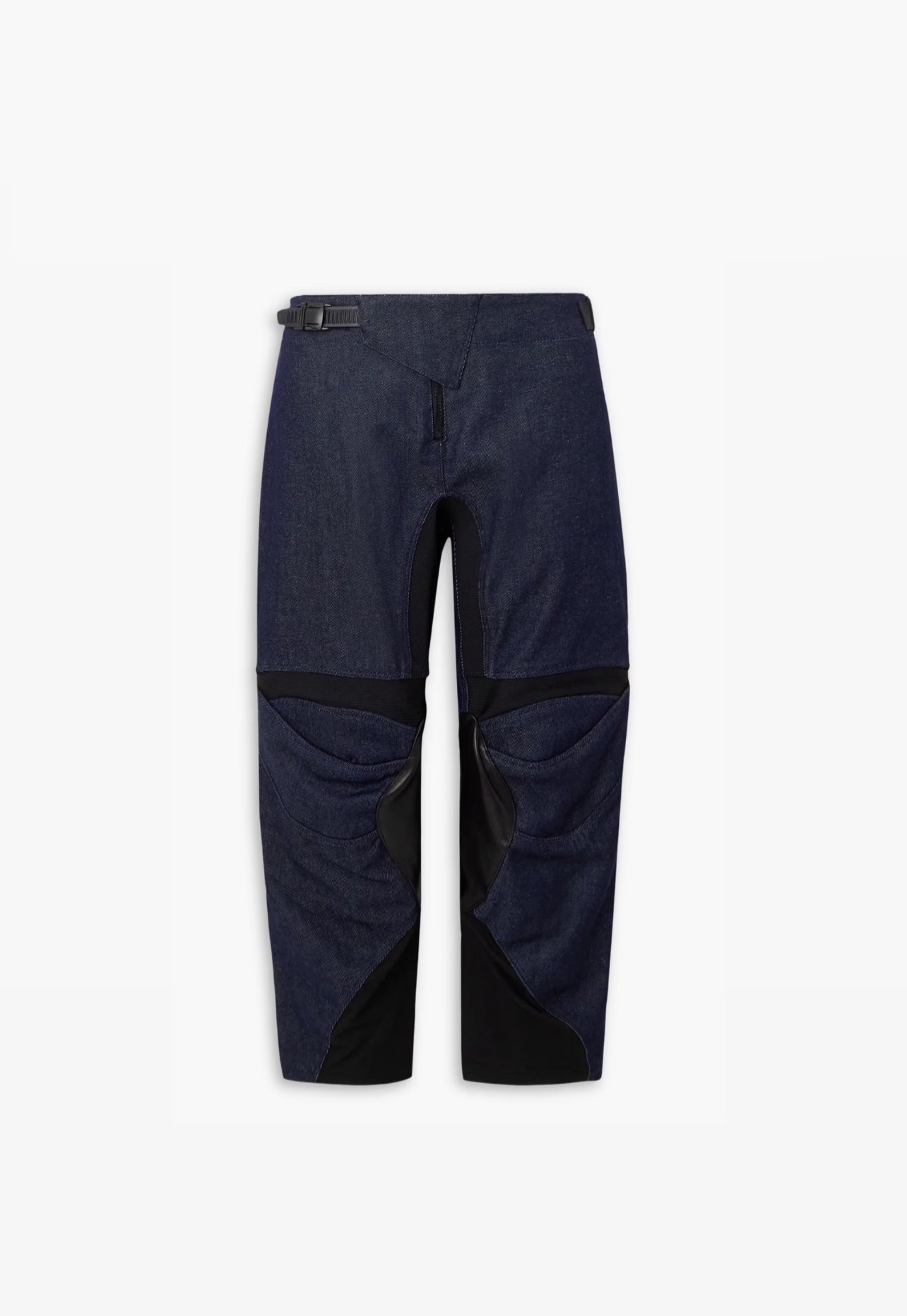 Coperni cropped leather and jersey-trimmed mid-rise tapered jeans